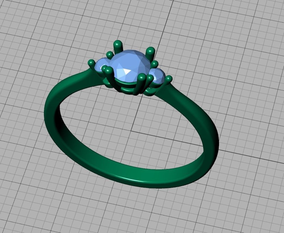 Birgit 3stone Engagement Ring  with 30 pointer stone  3D print model_17