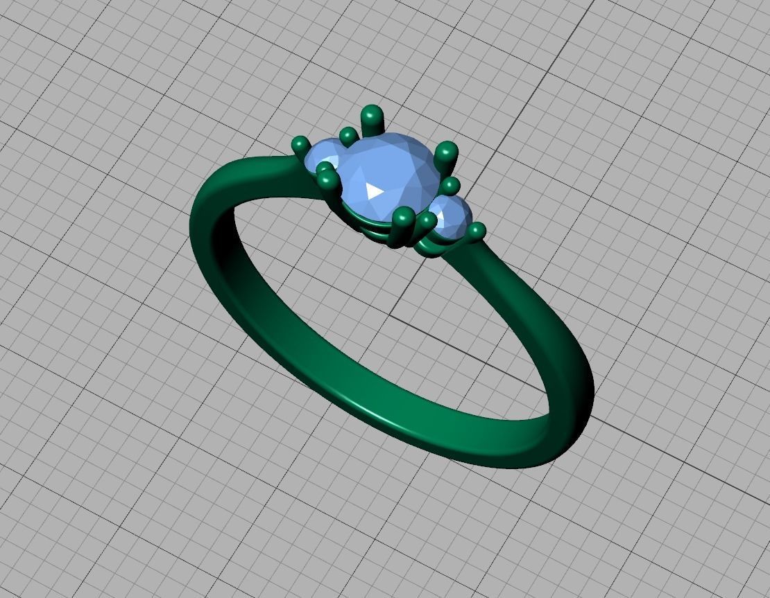 Birgit 3stone Engagement Ring  with 30 pointer stone  3D print model_11