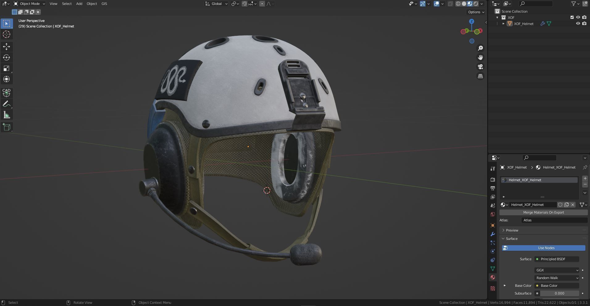 SCIFI Game Ready XOF Special Forces Helmet Low-poly 3D model_10