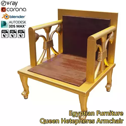 Egyptian Furniture Kit - Queen Hetepheres Armchair 3D model