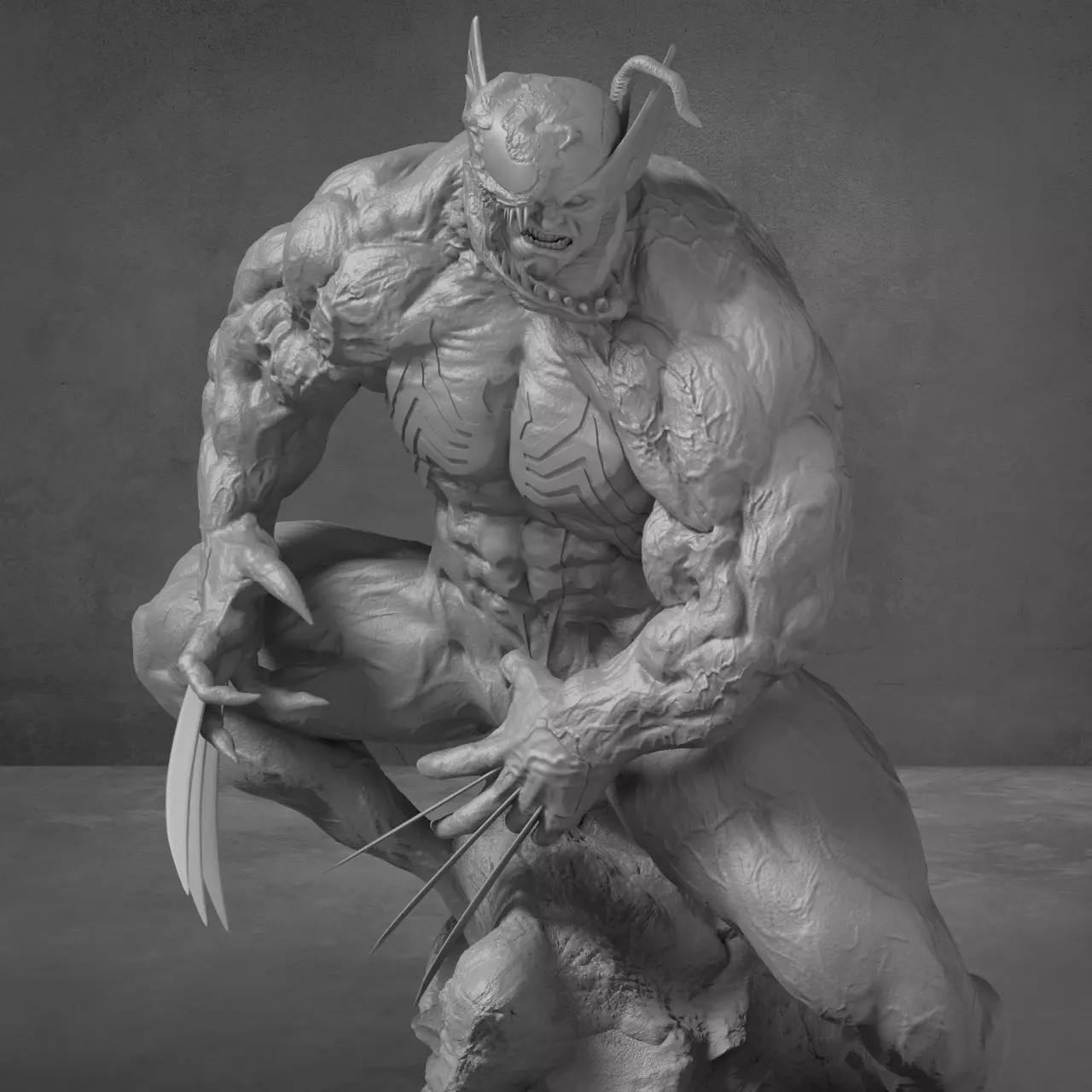 Quarter scale Venomized Wolverine 3D print model_0