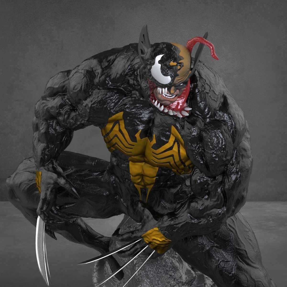 Quarter scale Venomized Wolverine 3D print model_9