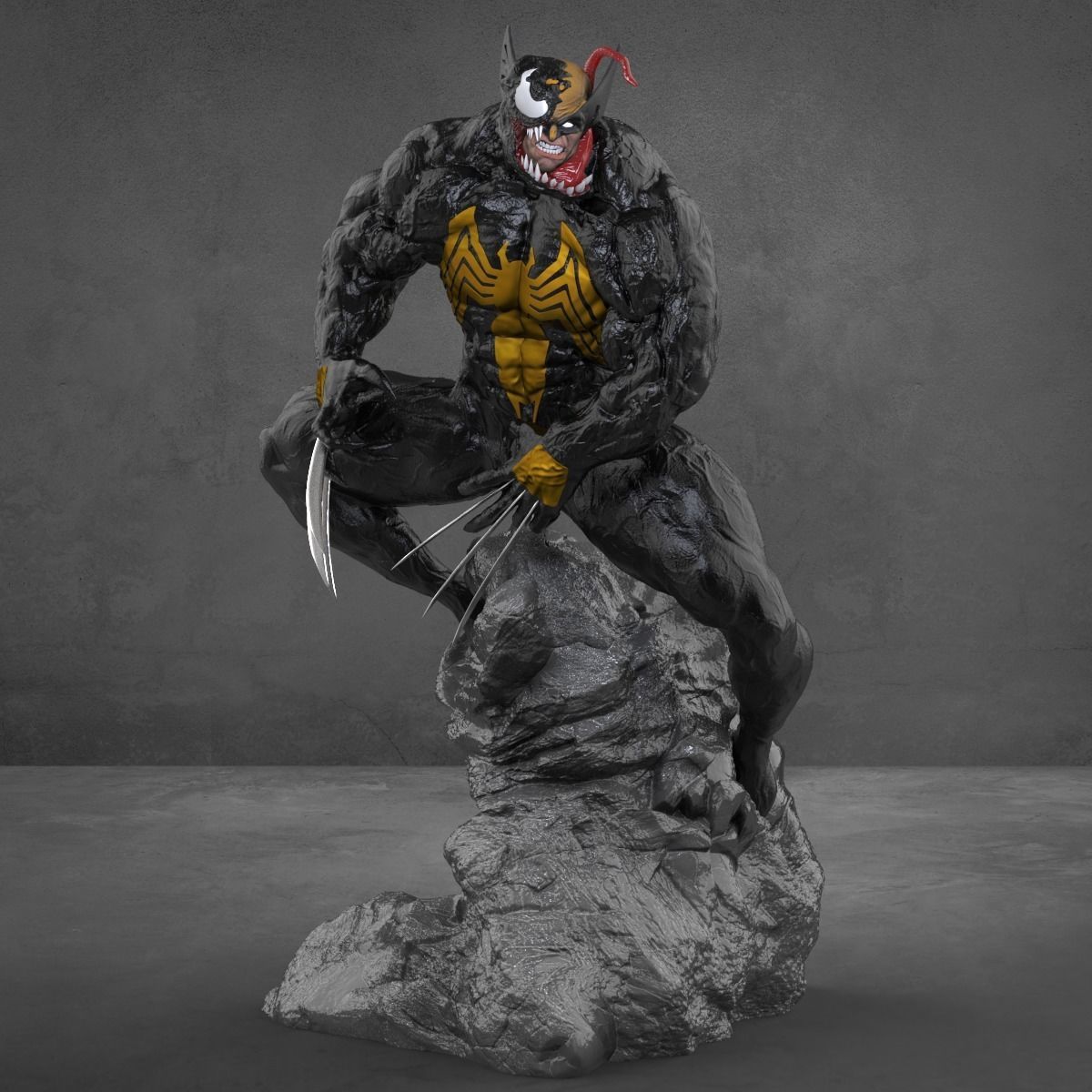 Quarter scale Venomized Wolverine 3D print model_3