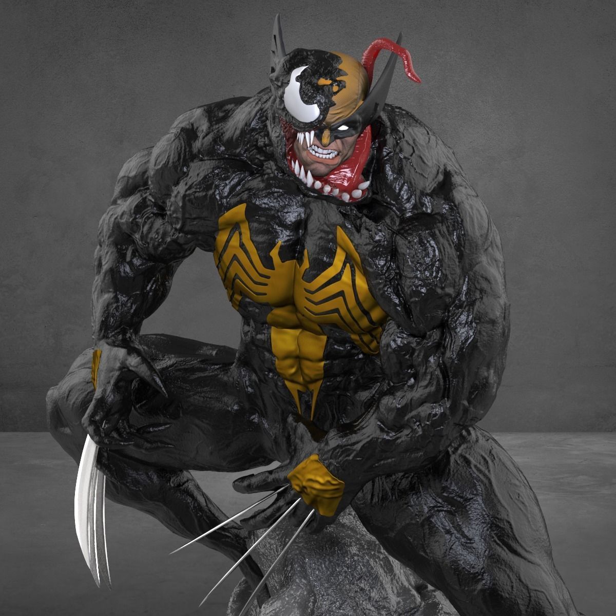 Quarter scale Venomized Wolverine 3D print model_1