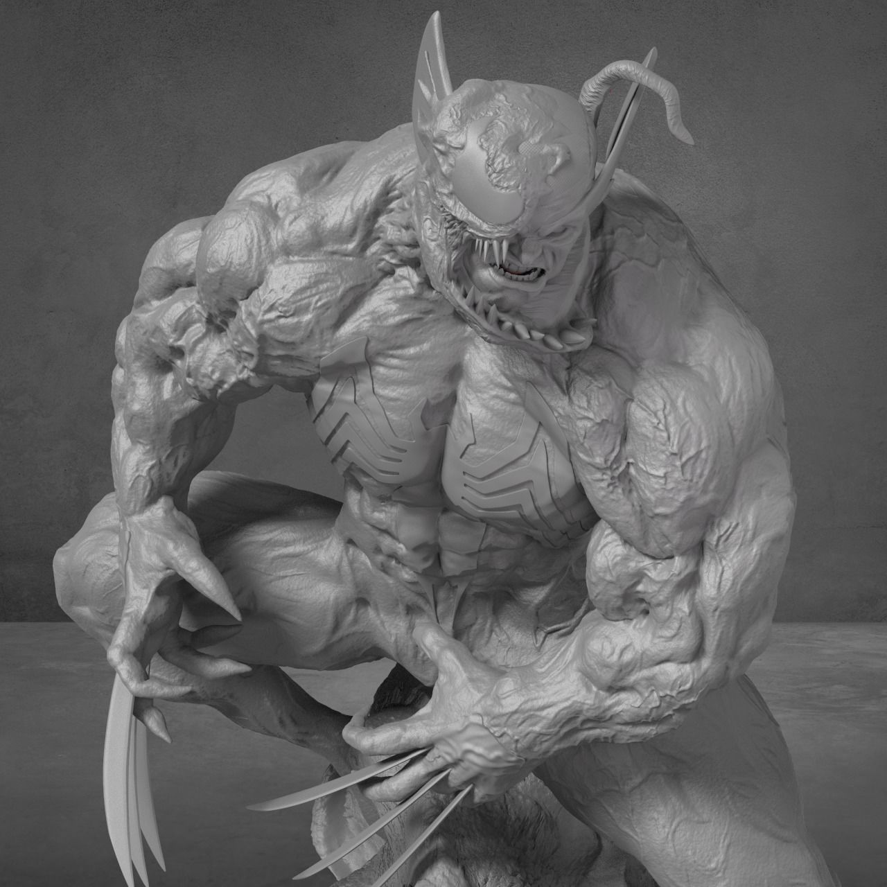 Quarter scale Venomized Wolverine 3D print model_8