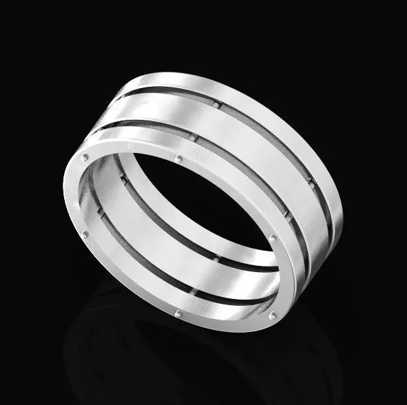 mens wedding ring with three lines 3D print model