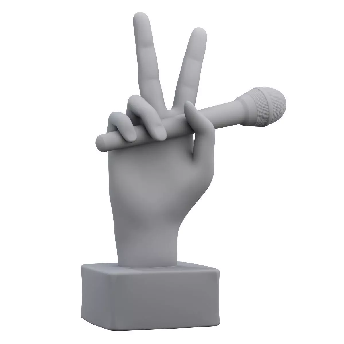 Figurine hand with a microphone 3D print model