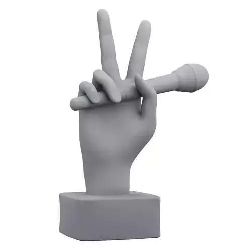 Figurine hand with a microphone 3D print model