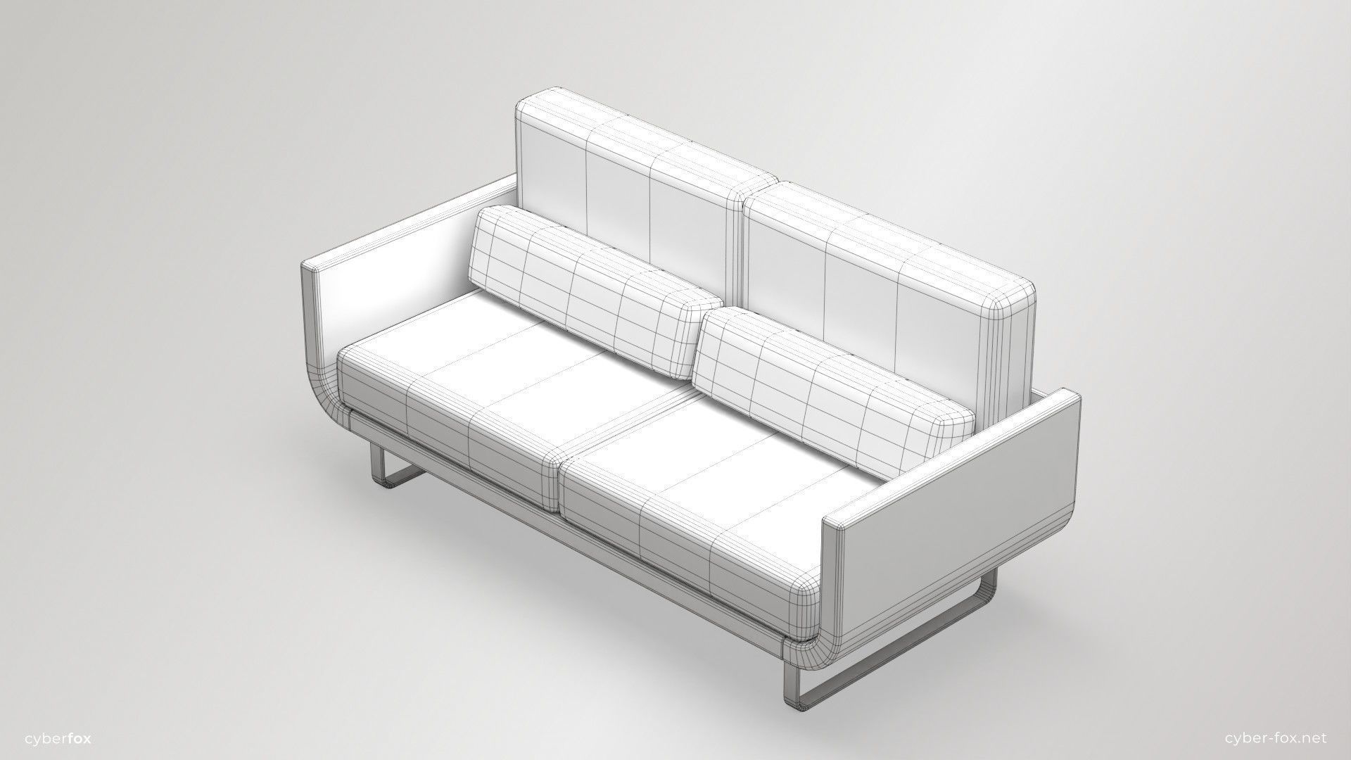 Futuristic Sofa and Armchair Set Low-poly 3D model_5