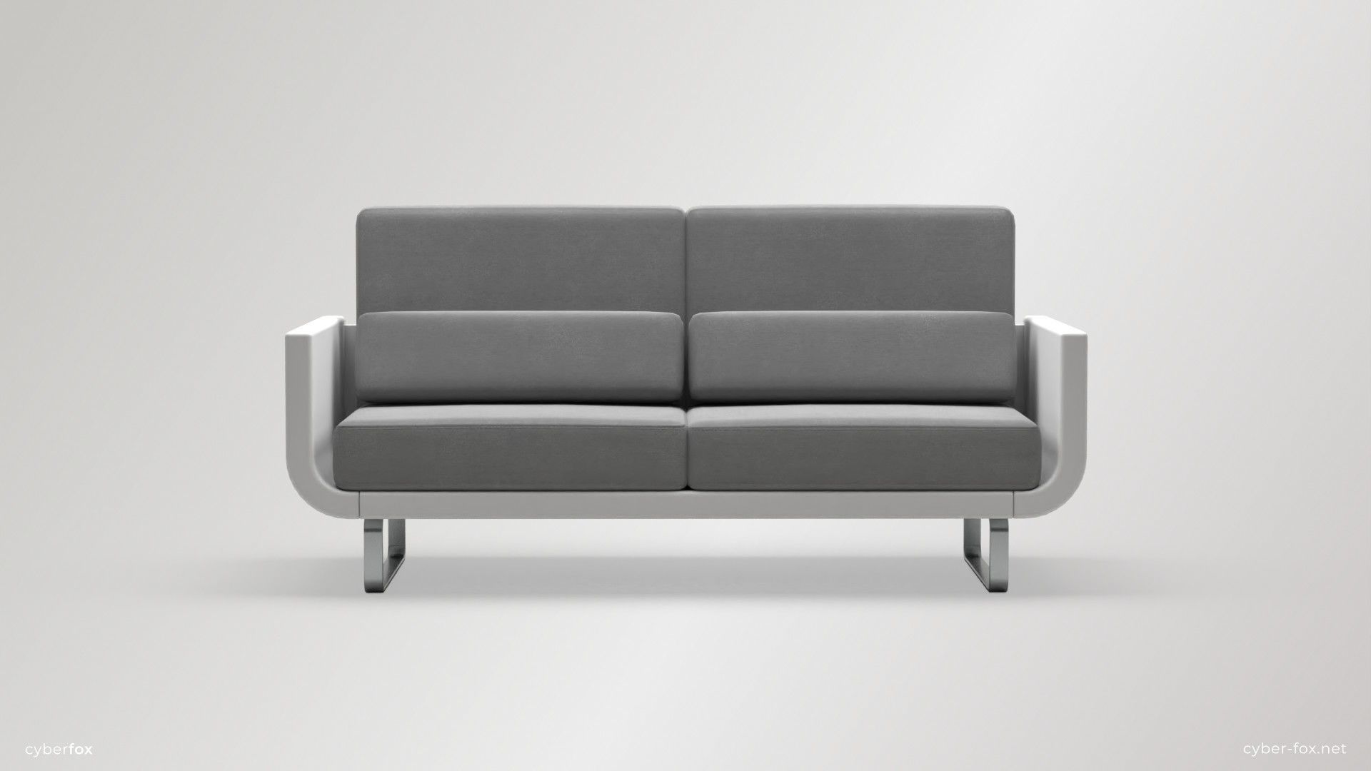 Futuristic Sofa and Armchair Set Low-poly 3D model_3