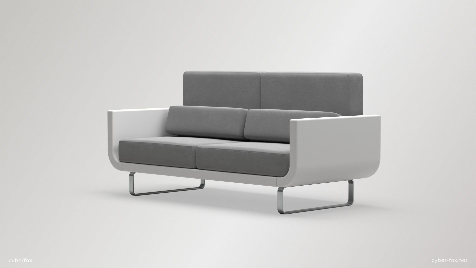 Futuristic Sofa and Armchair Set Low-poly 3D model_2