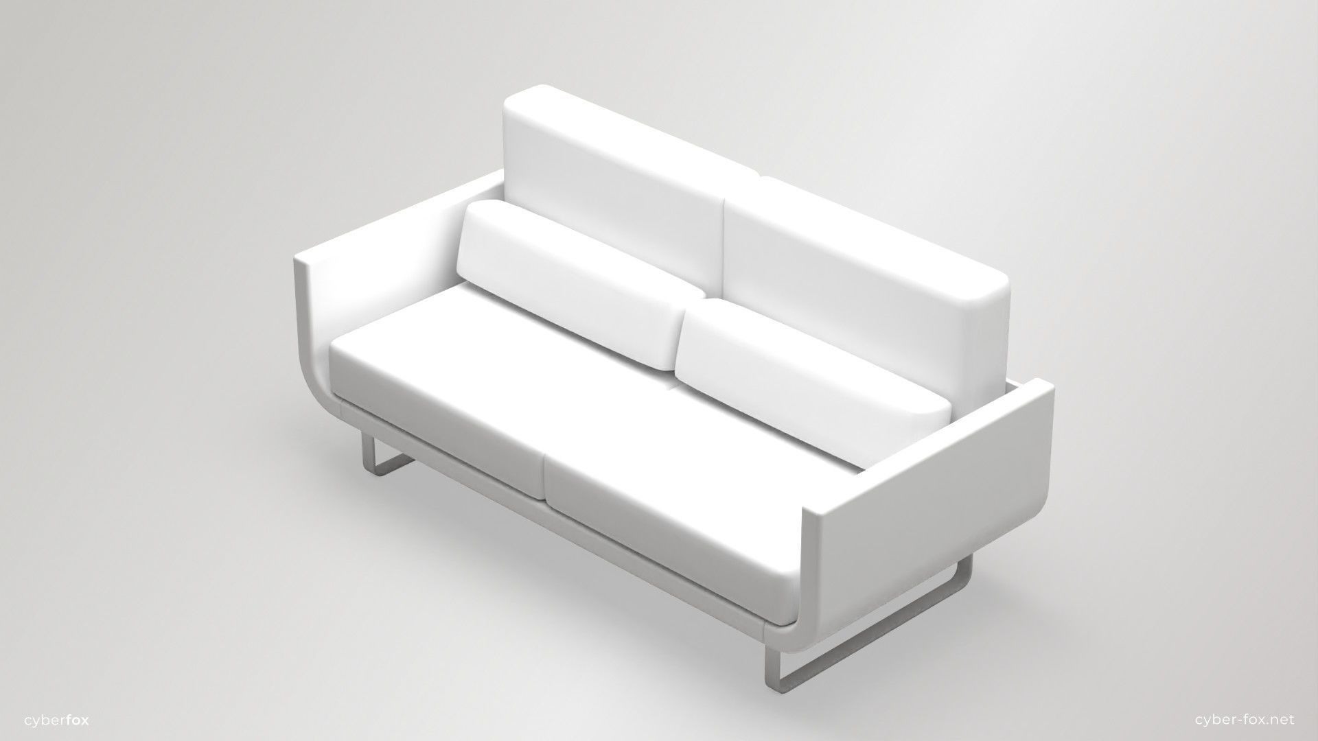 Futuristic Sofa and Armchair Set Low-poly 3D model_6