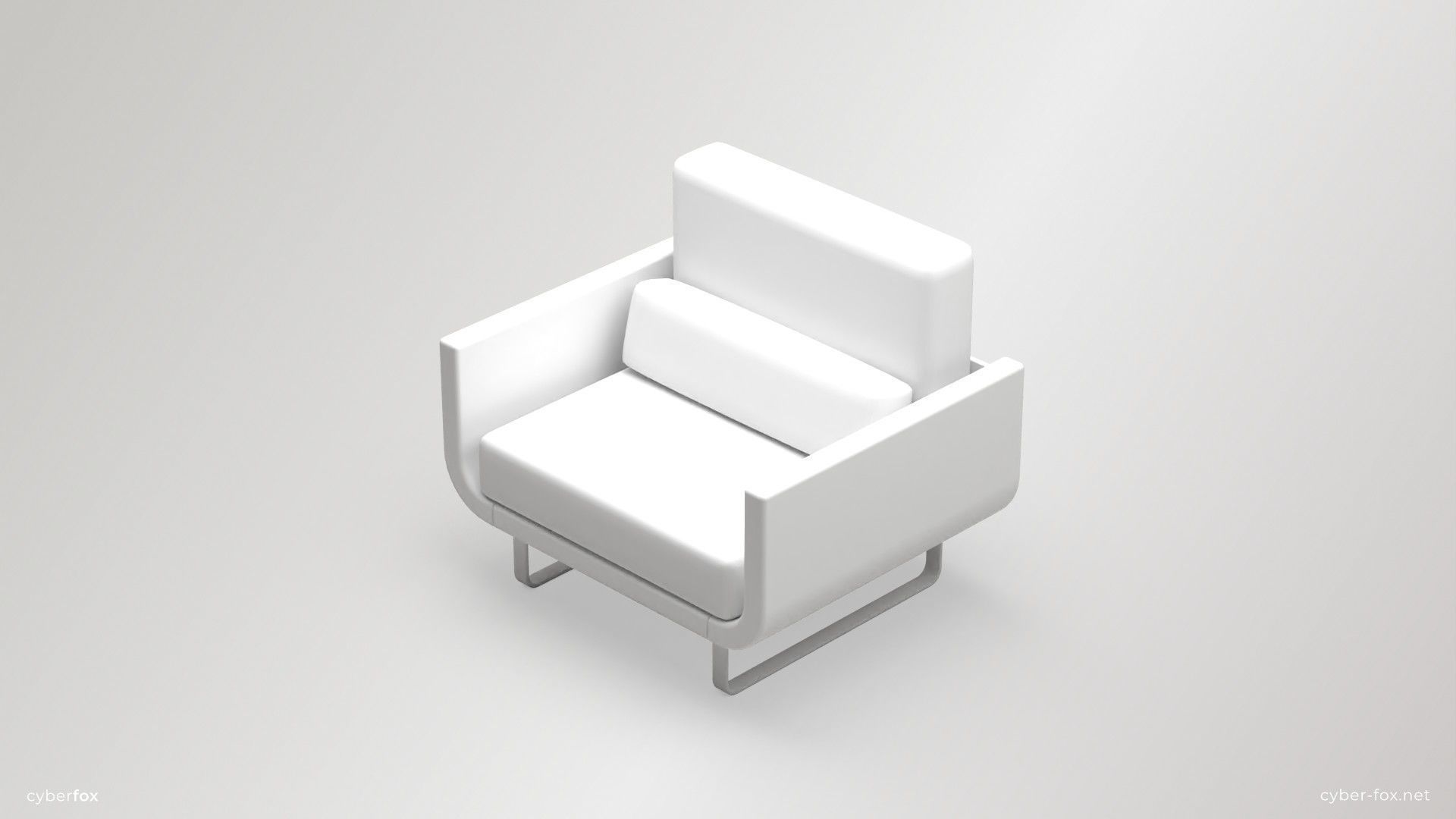 Futuristic Sofa and Armchair Set Low-poly 3D model_11
