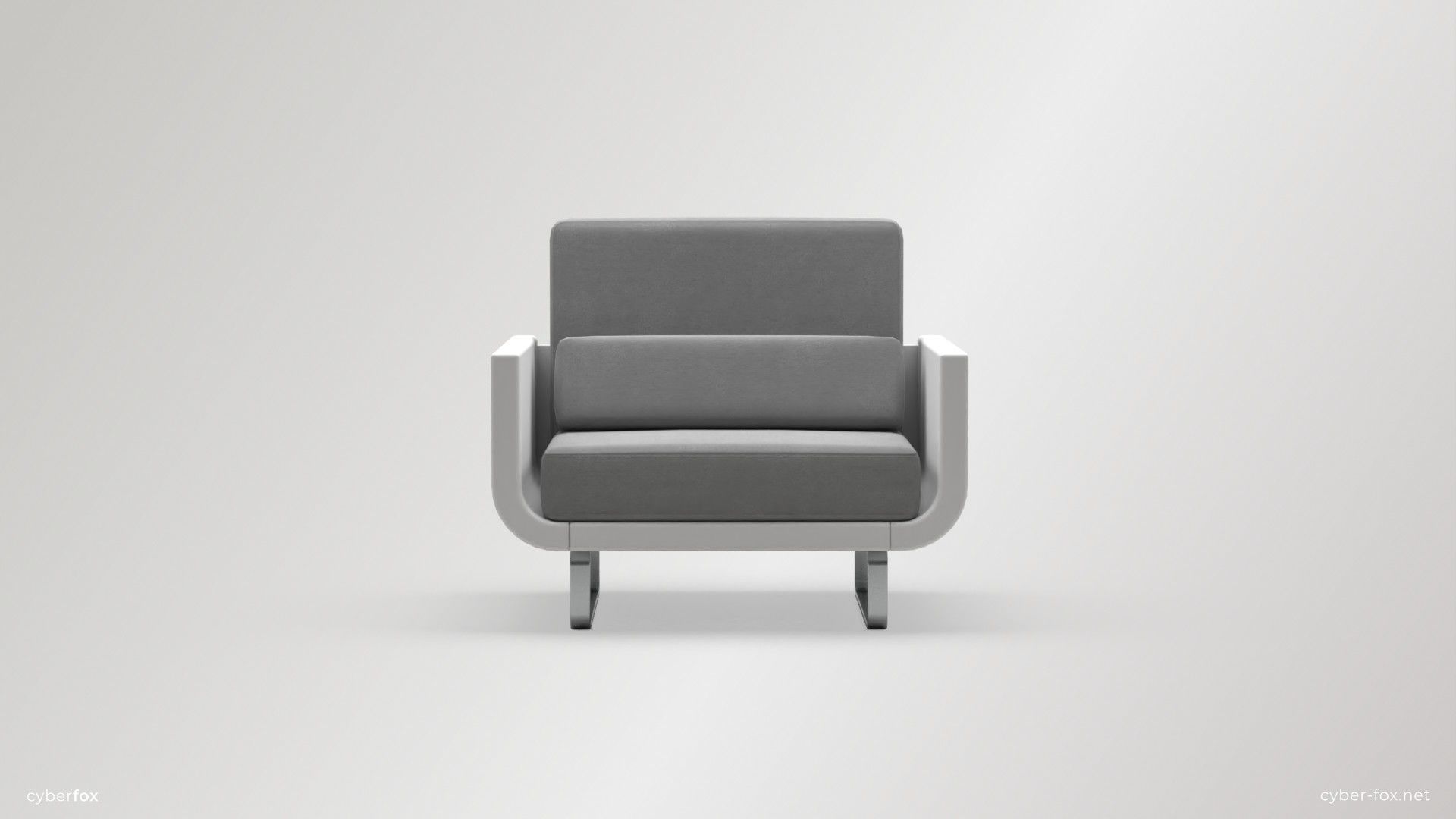 Futuristic Sofa and Armchair Set Low-poly 3D model_8