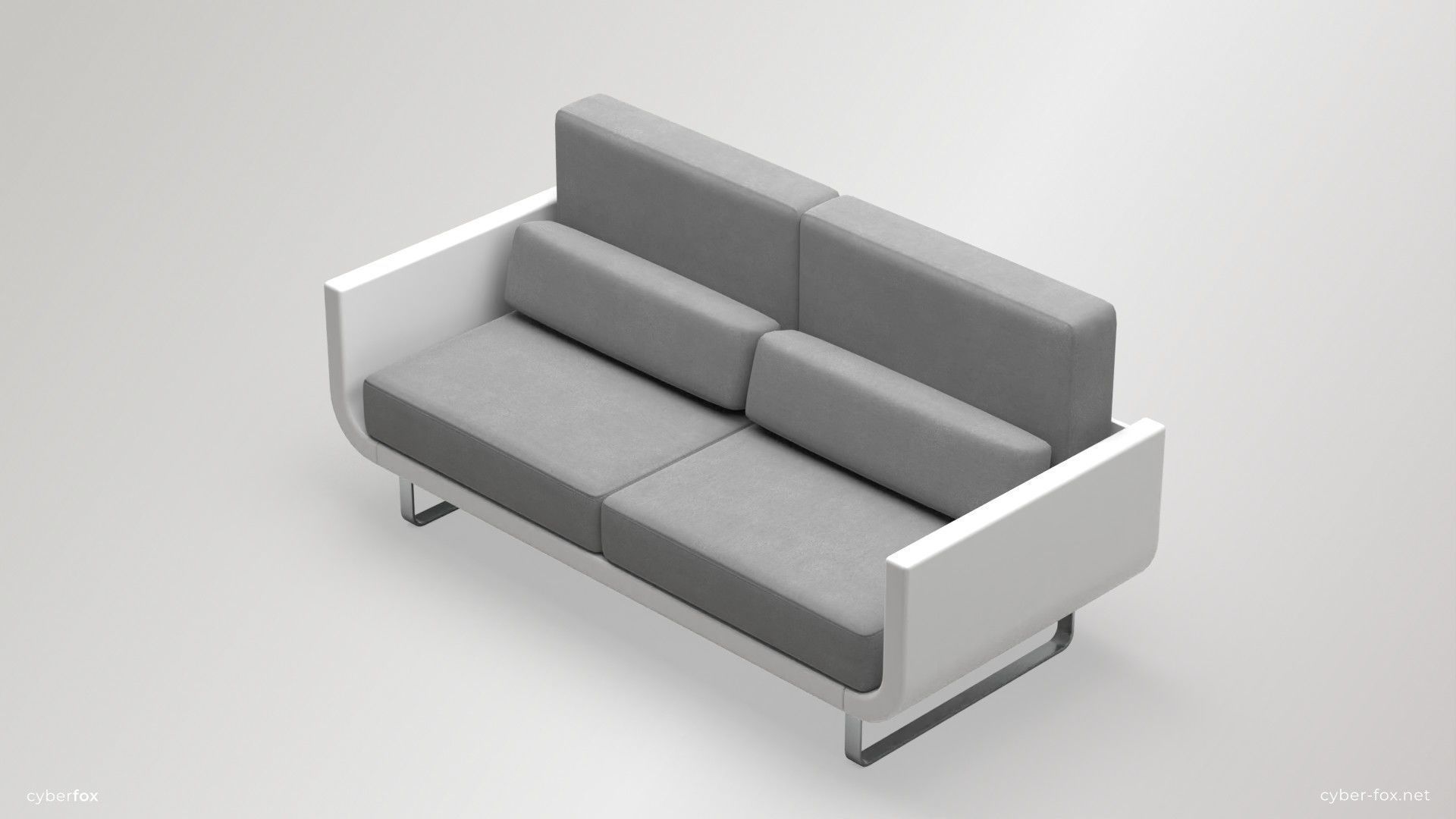 Futuristic Sofa and Armchair Set Low-poly 3D model_4