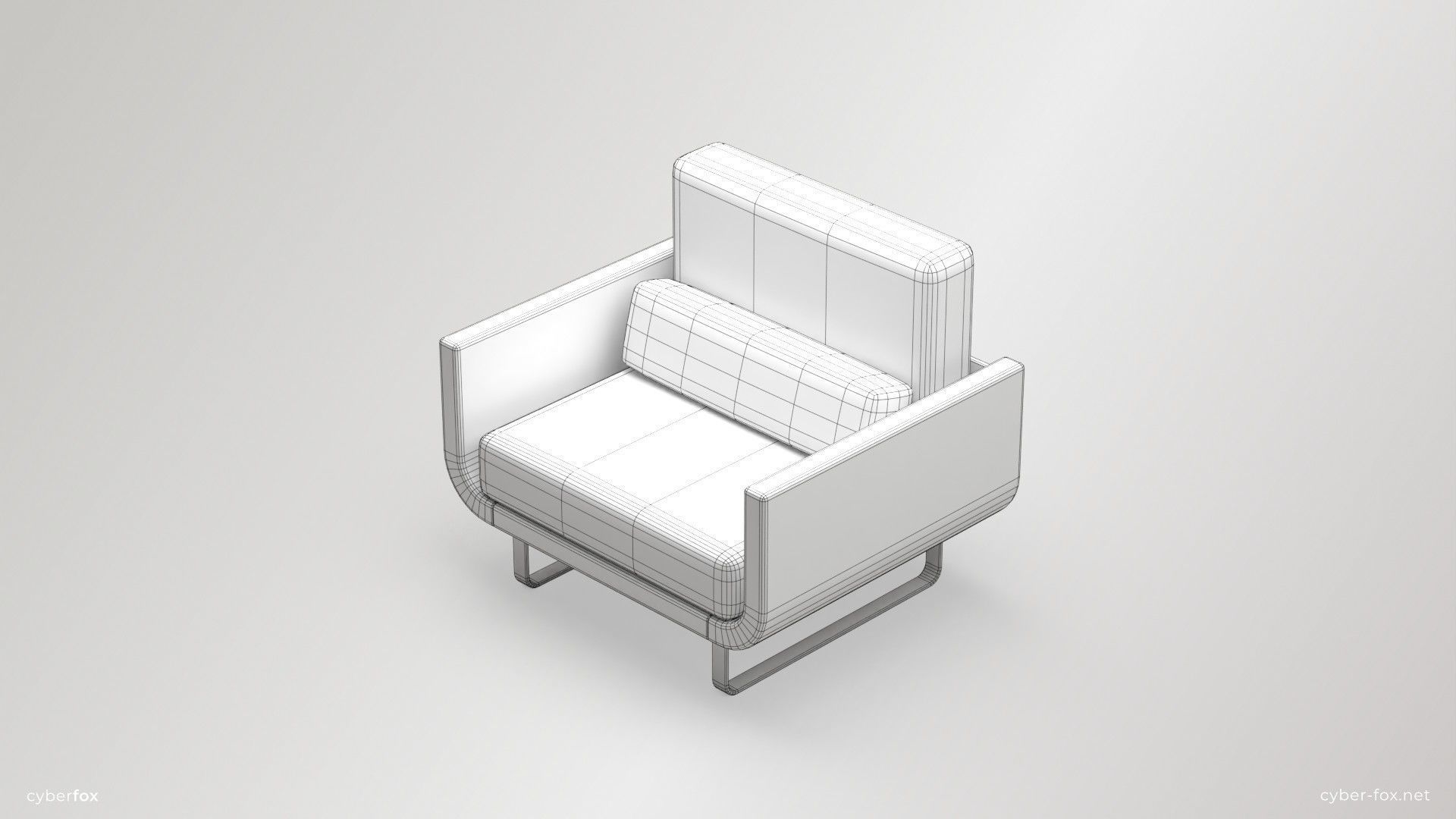 Futuristic Sofa and Armchair Set Low-poly 3D model_10