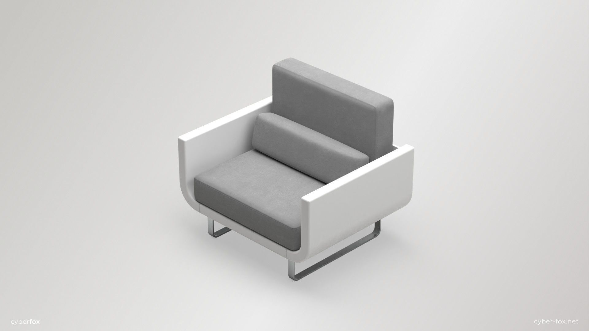 Futuristic Sofa and Armchair Set Low-poly 3D model_9