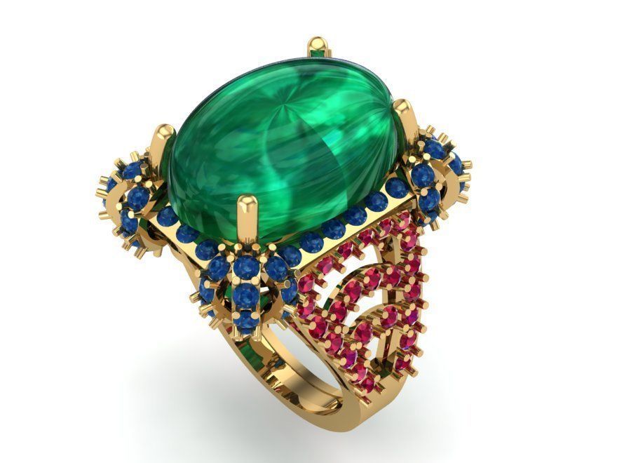 Cabochon Ring 3D print model_4