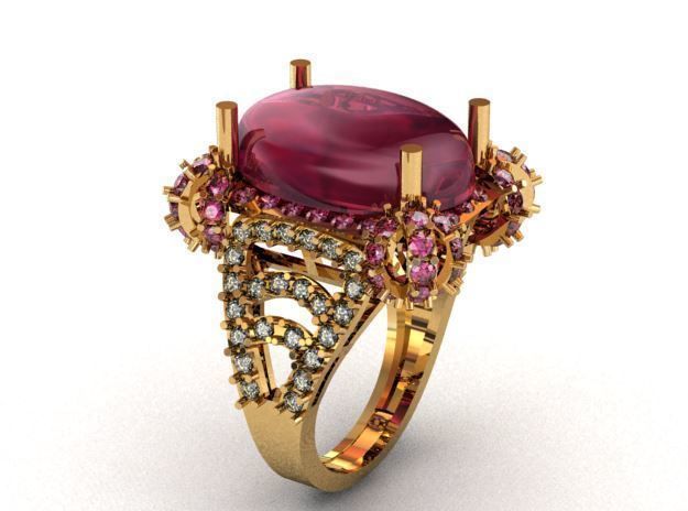 Cabochon Ring 3D print model_2