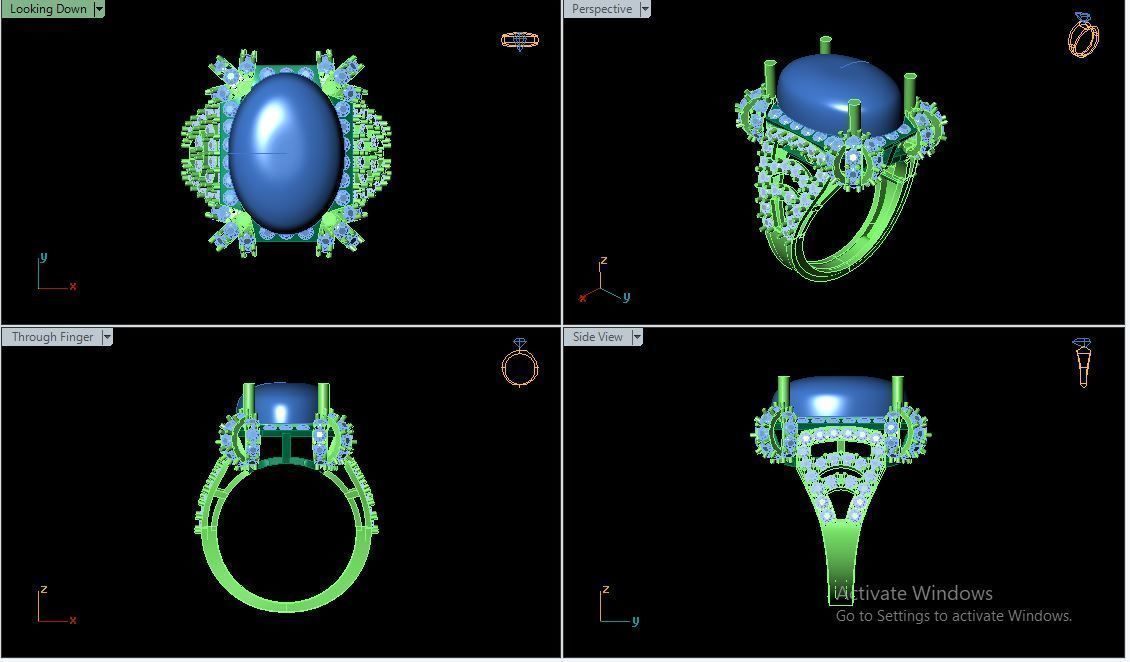 Cabochon Ring 3D print model_5