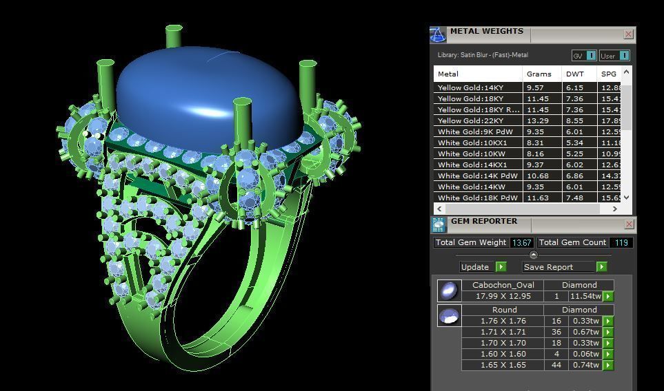 Cabochon Ring 3D print model_6