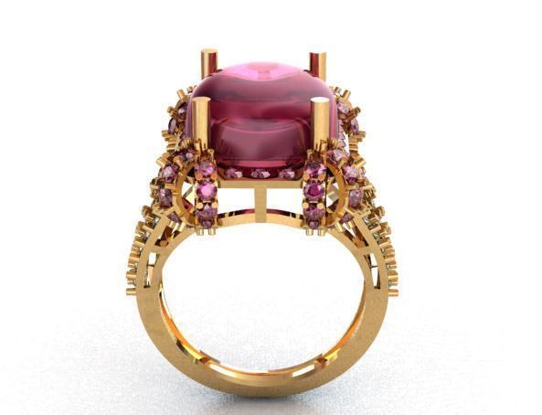 Cabochon Ring 3D print model_3