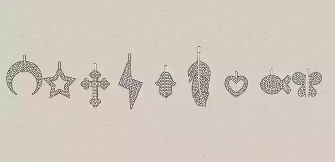 moon star heart fish butterfly cross crescent