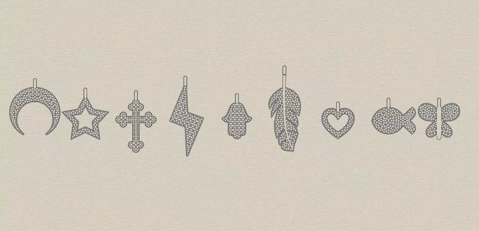 moon star heart fish butterfly cross crescent 3D print model_0