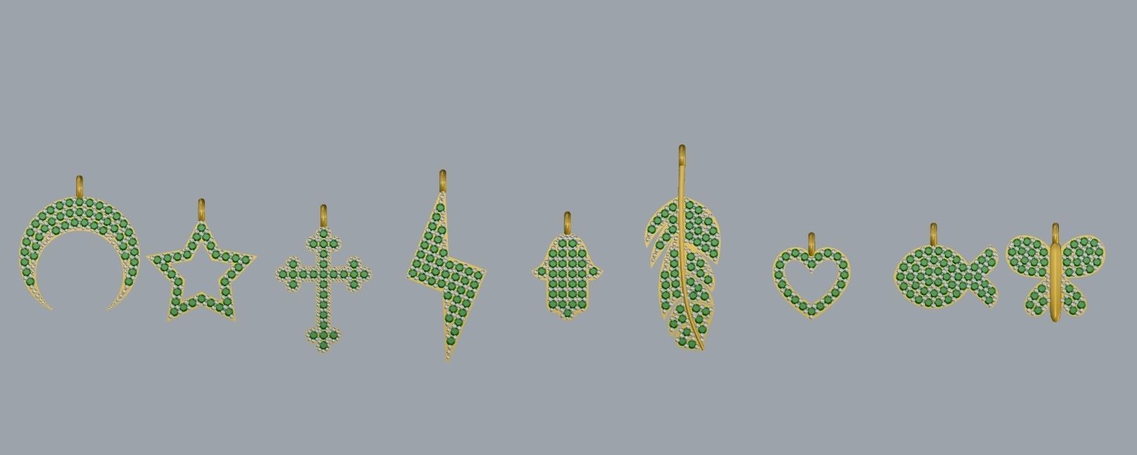 moon star heart fish butterfly cross crescent 3D print model_1