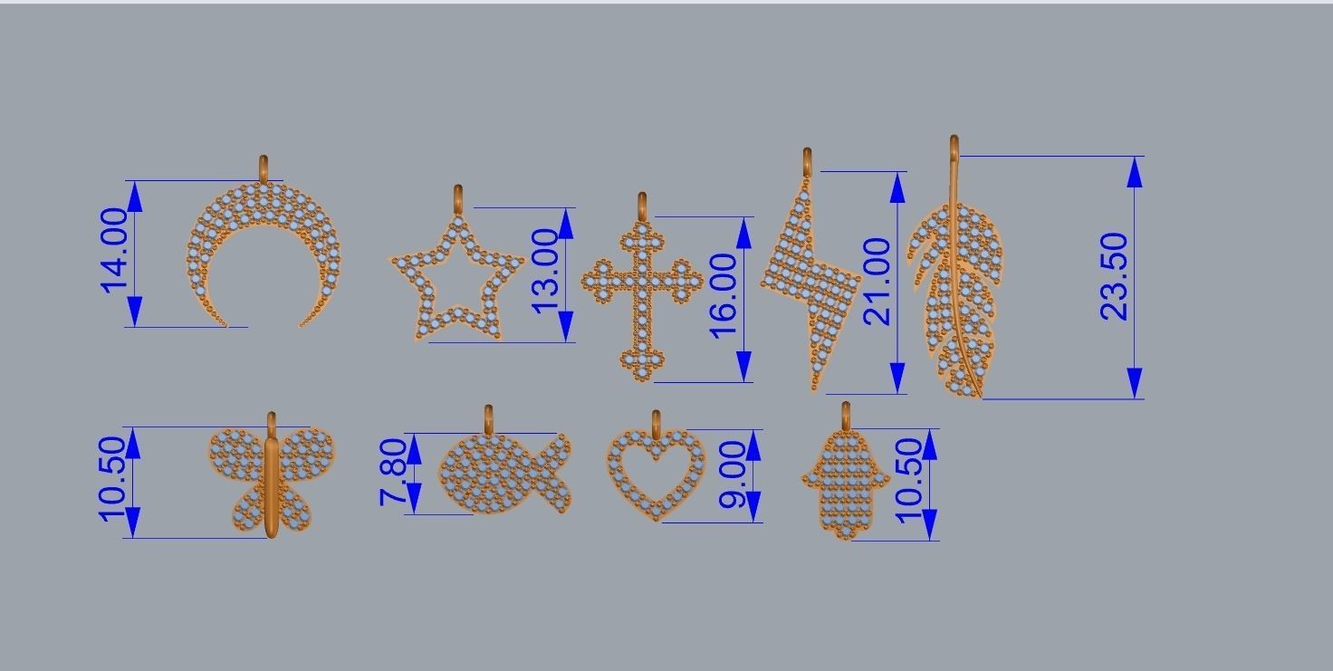 moon star heart fish butterfly cross crescent 3D print model_2