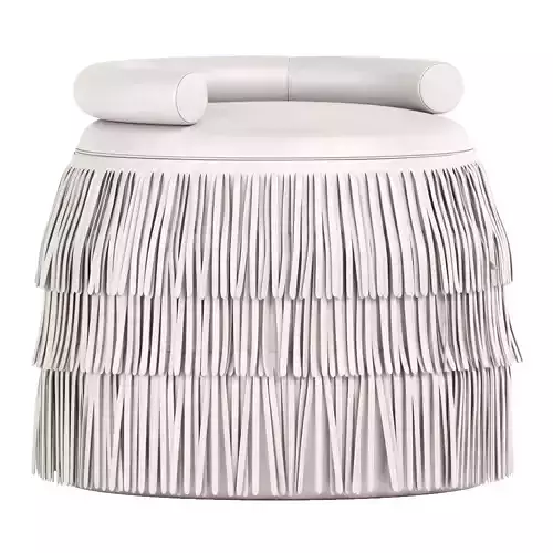Beth Fringes Stool Cotton Velvet 3D model