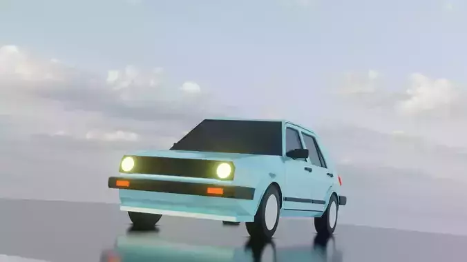 Volkswagen Golf II Low-poly style