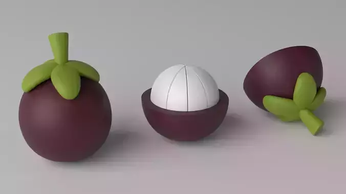 Cartoon Mangosteen Fruit and Slice