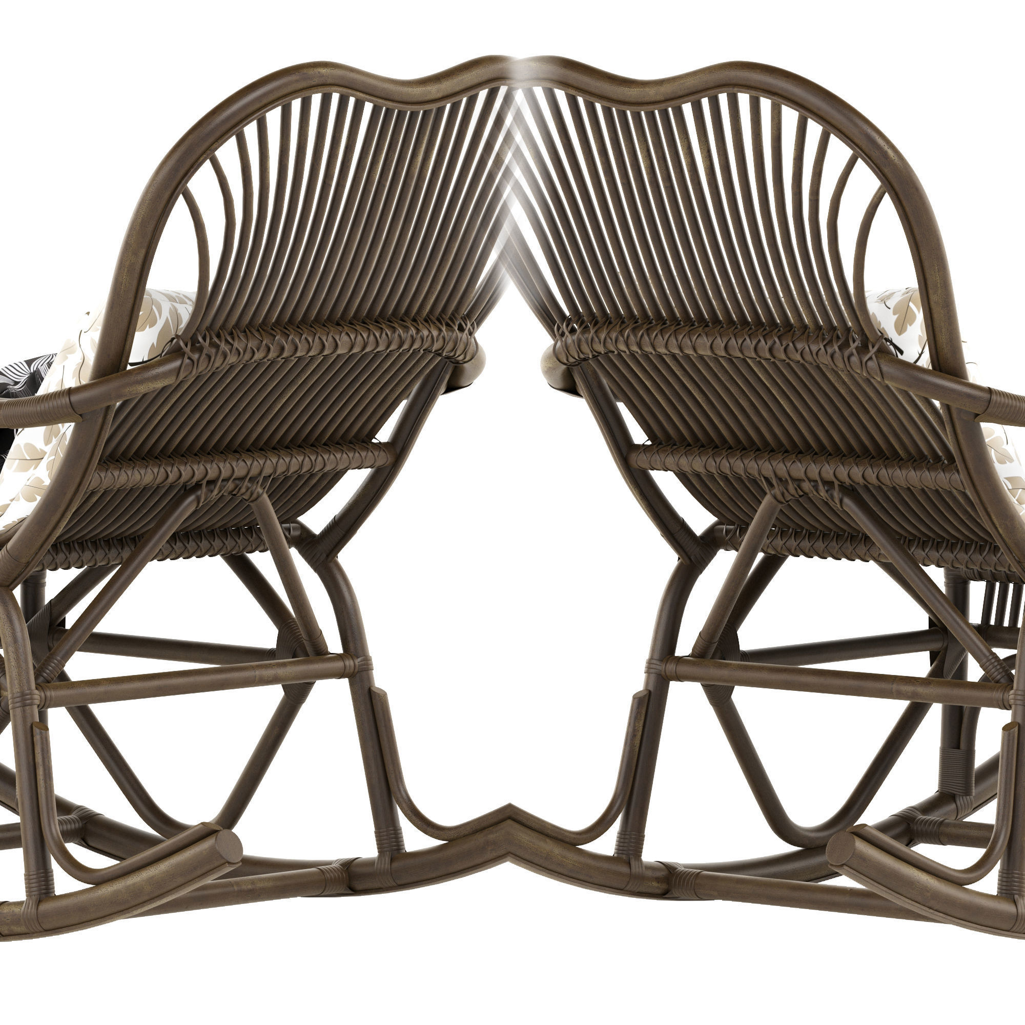 Vintage Rattan Rocking Chair 3D model_5