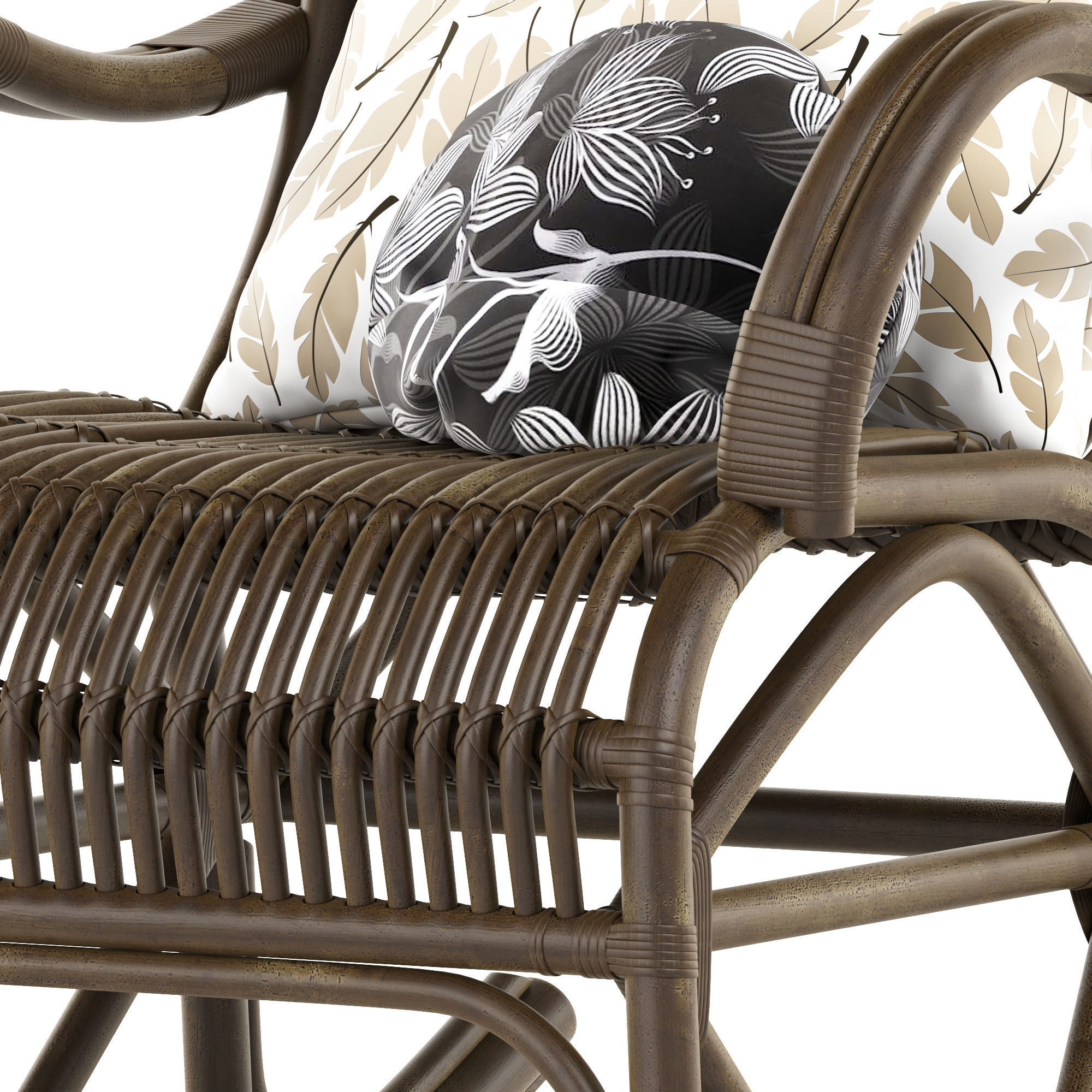 Vintage Rattan Rocking Chair 3D model_4