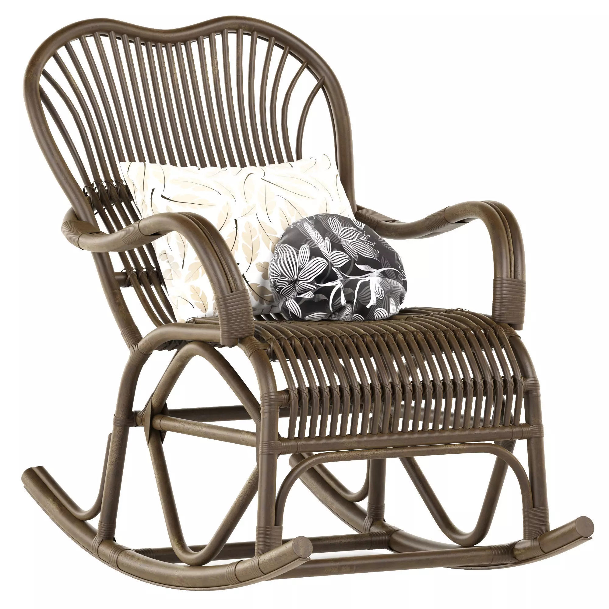 Vintage Rattan Rocking Chair 3D model_0