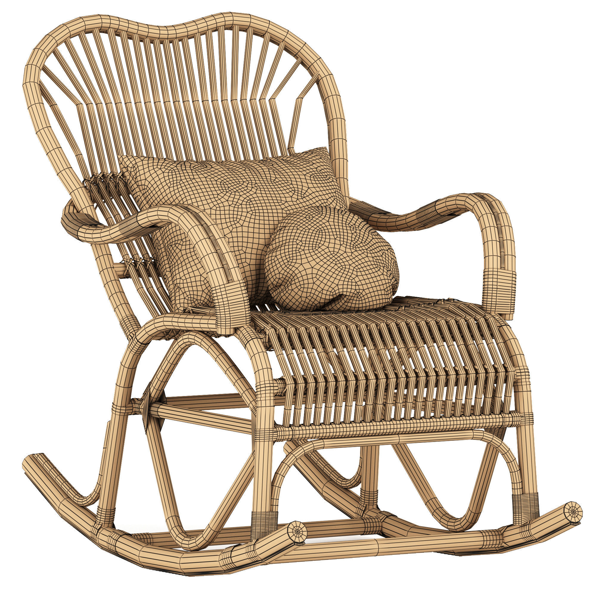 Vintage Rattan Rocking Chair 3D model_6