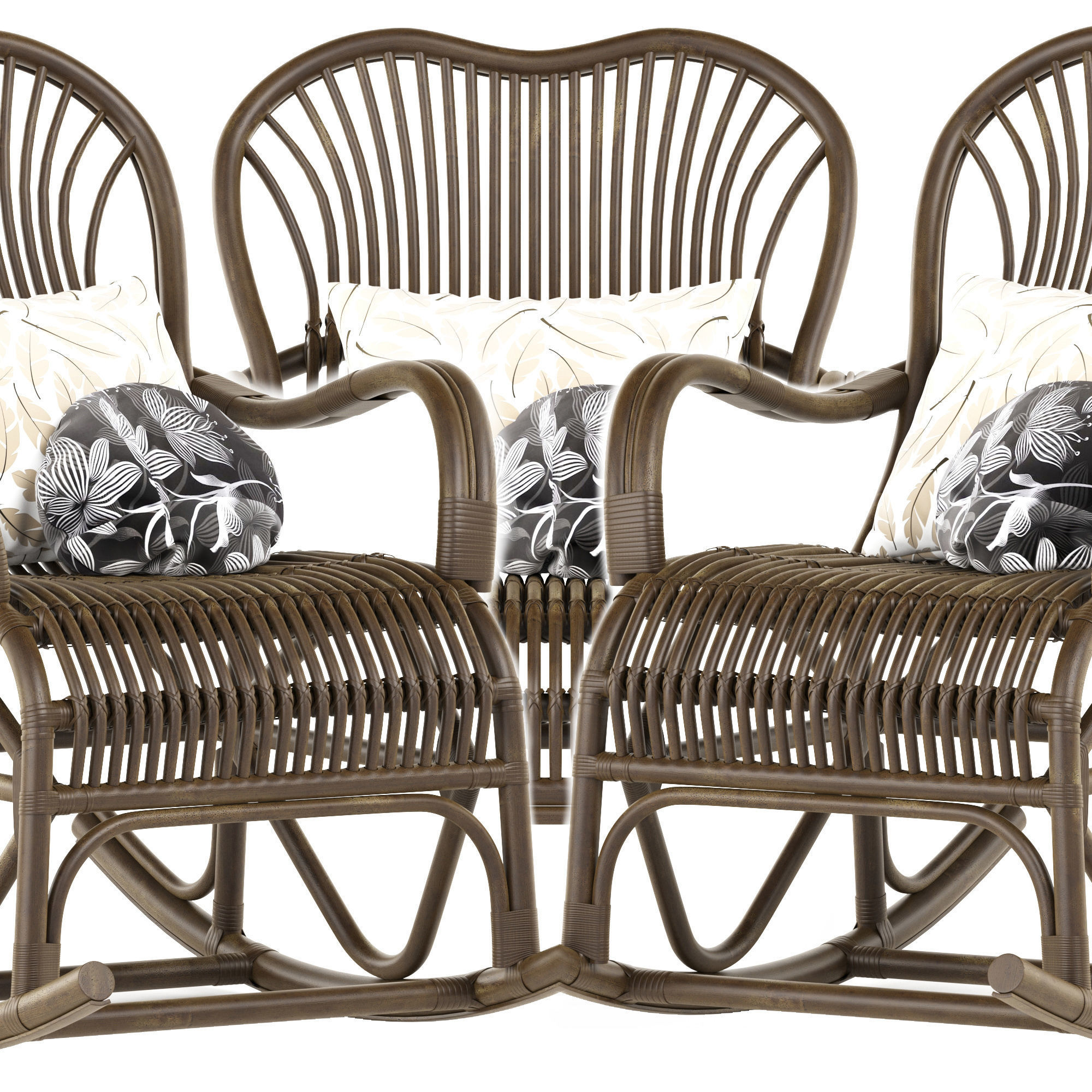 Vintage Rattan Rocking Chair 3D model_3