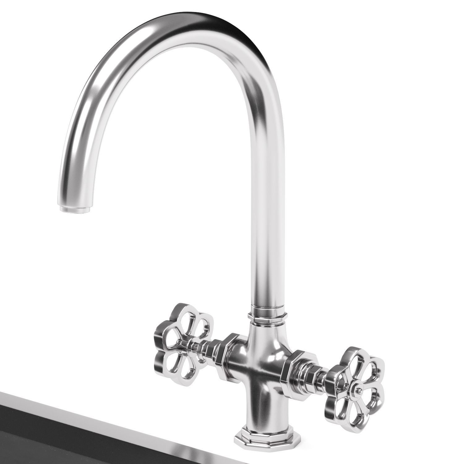 Top mounted rectangular sink with divider 3D model_4