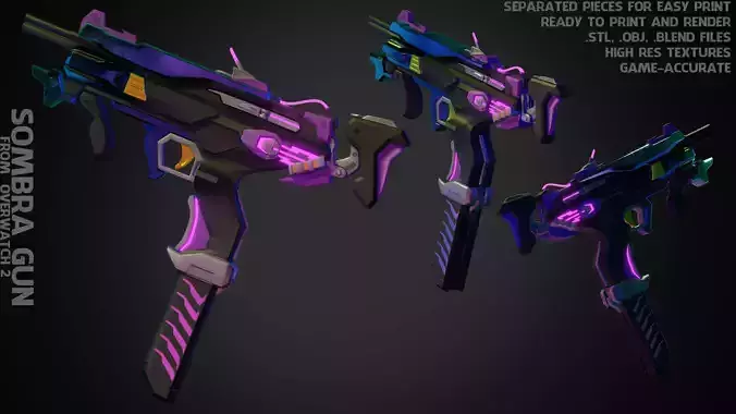 Overwatch 2 Sombra Gun for Cosplay  3D print model