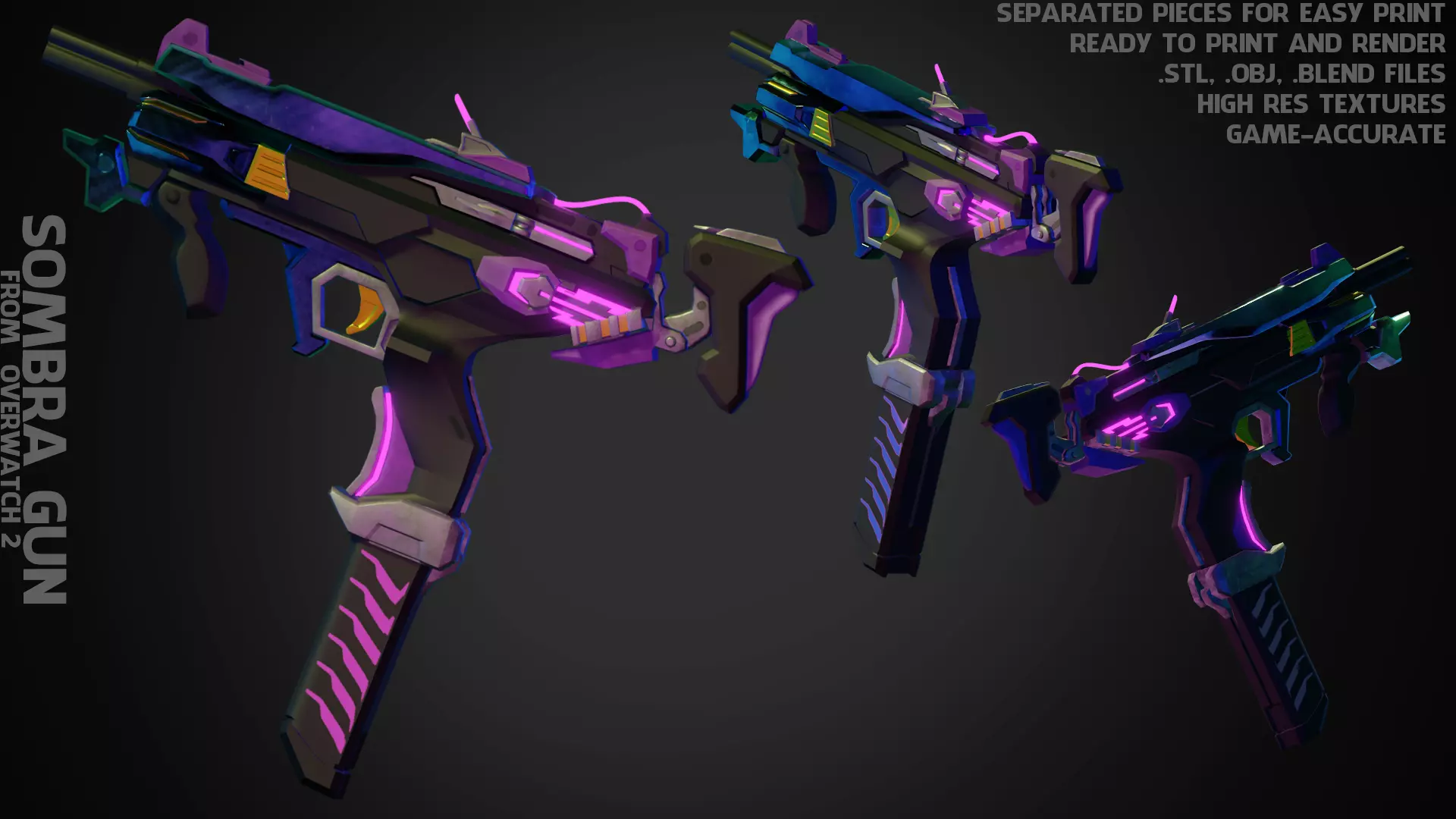 Overwatch 2 Sombra Gun for Cosplay  3D print model_0