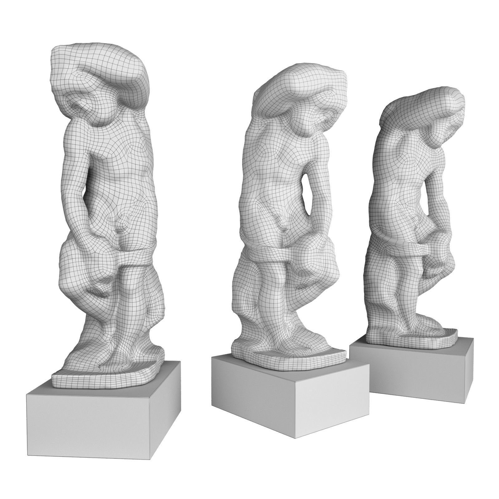 Roman slave sculpture Low-poly 3D model_5