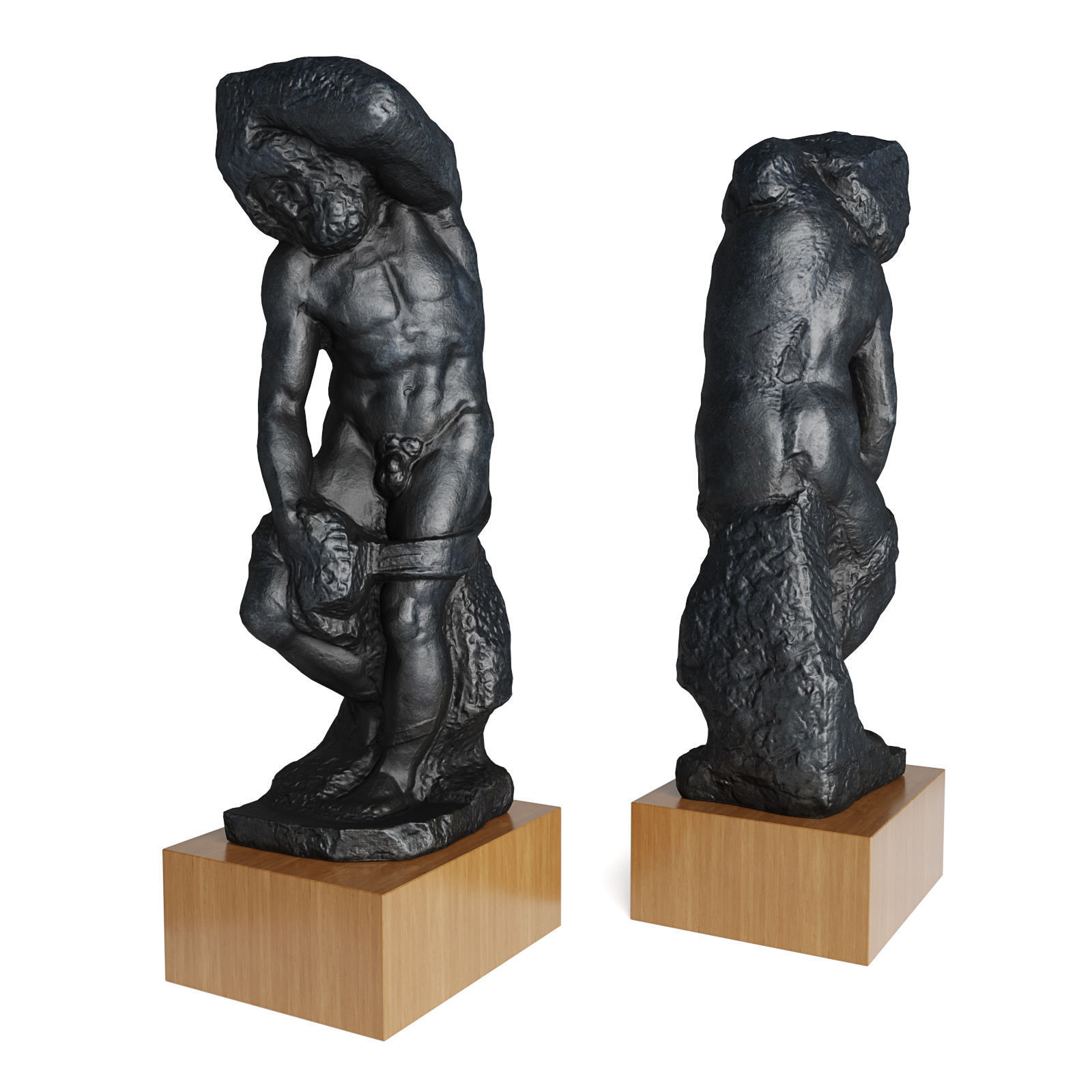 Roman slave sculpture Low-poly 3D model_3