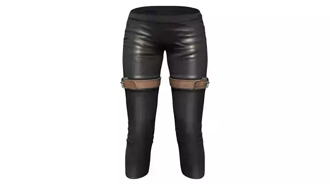 Medieval Black Leather Pants With Thigh Belts Low-poly 3D model