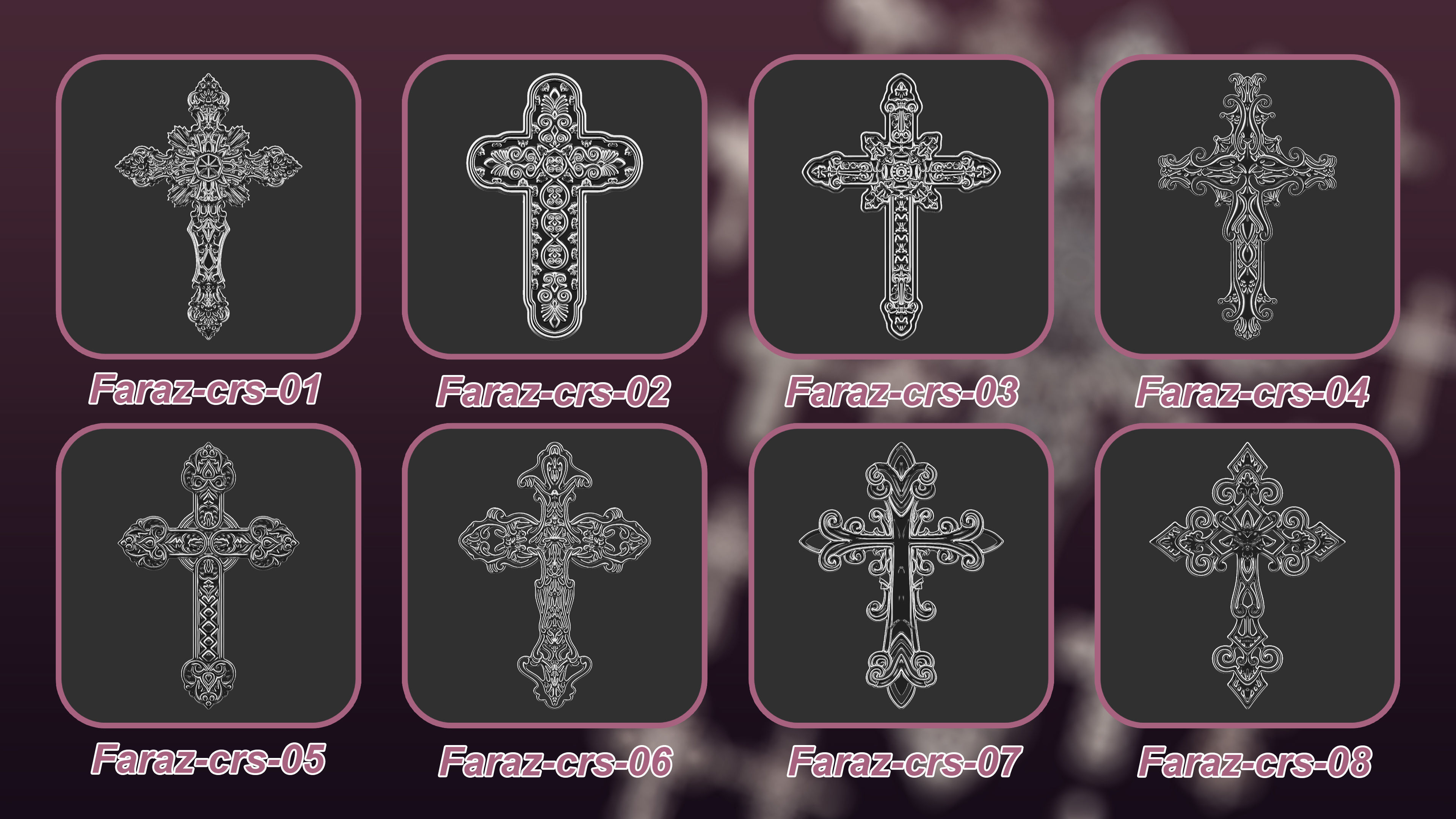 20 Christian cross 3D Model alpha and brush  3D model_2