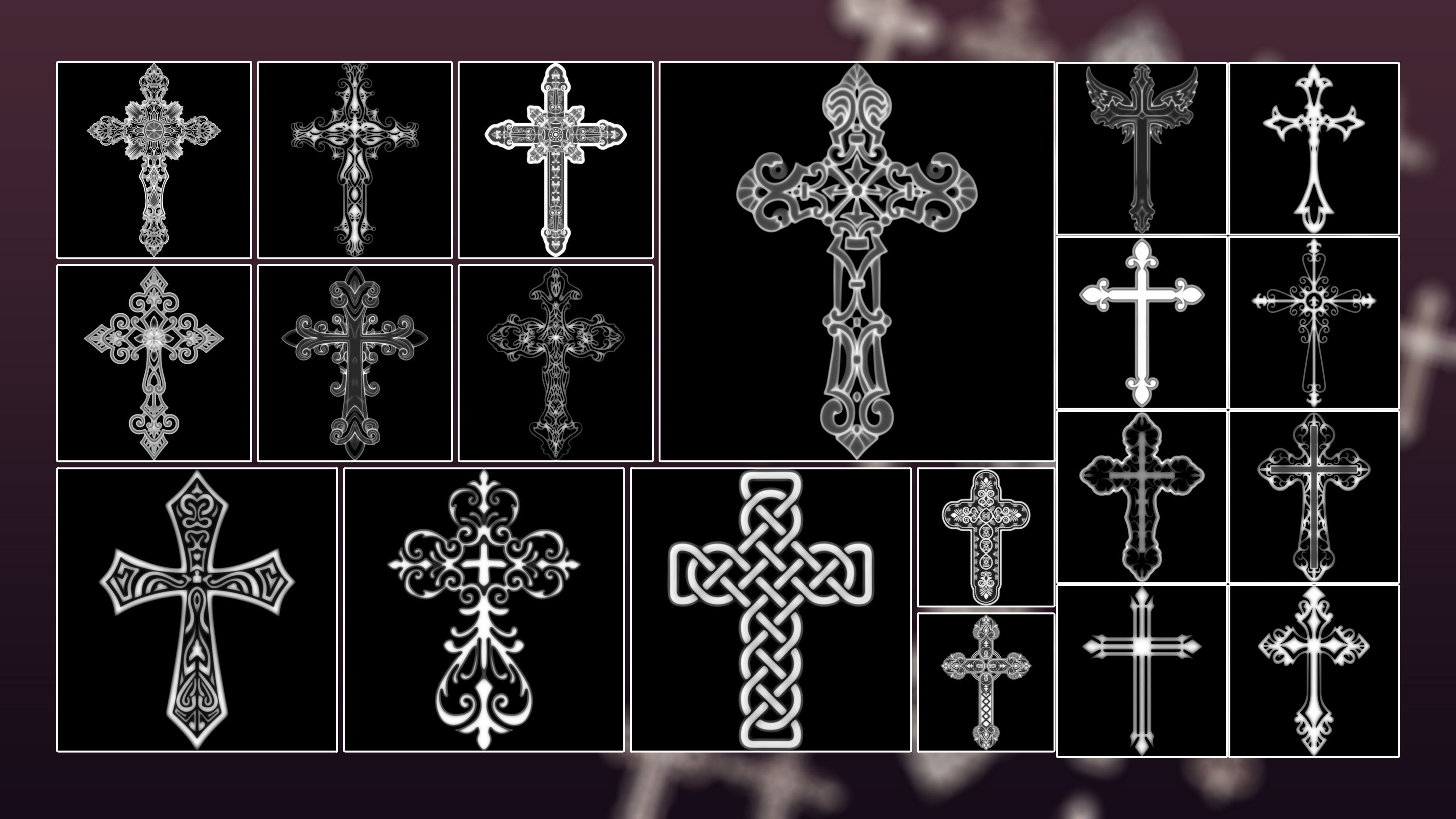 20 Christian cross 3D Model alpha and brush  3D model_5