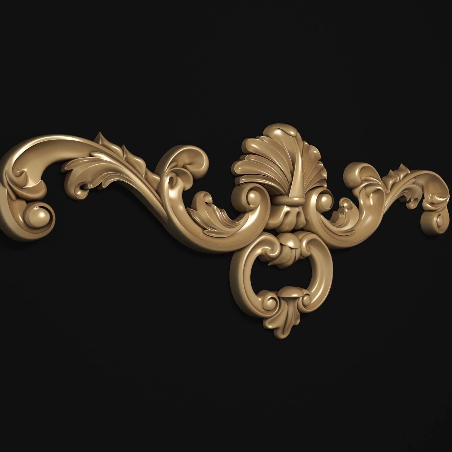 decorative ornate gold logo 3D model_33
