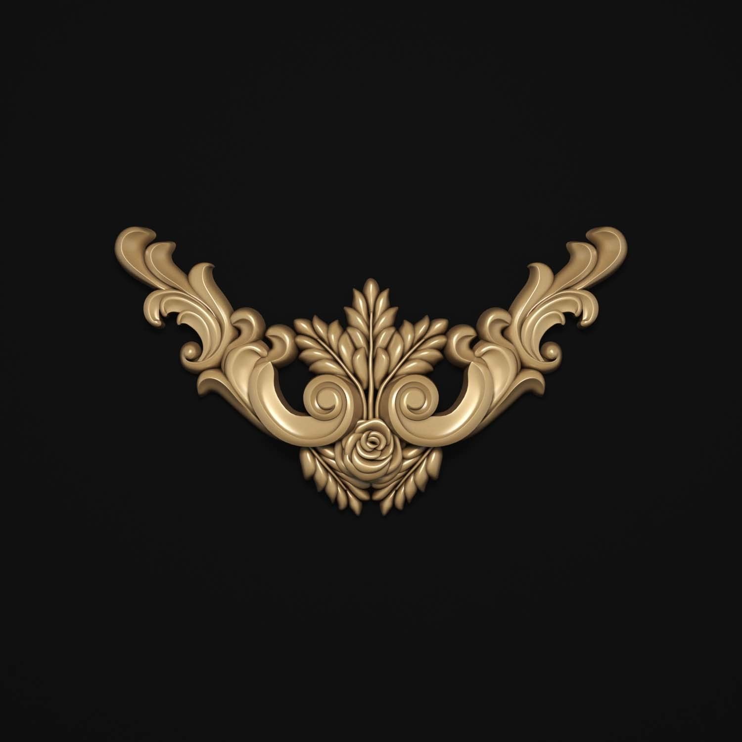 decorative ornate gold logo 3D model_35