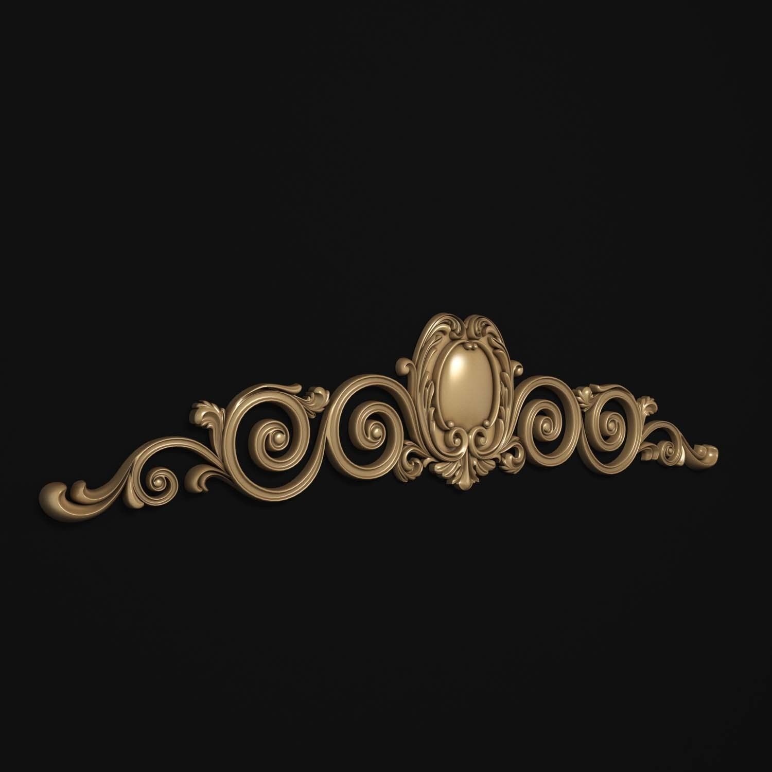 decorative ornate gold logo 3D model_23