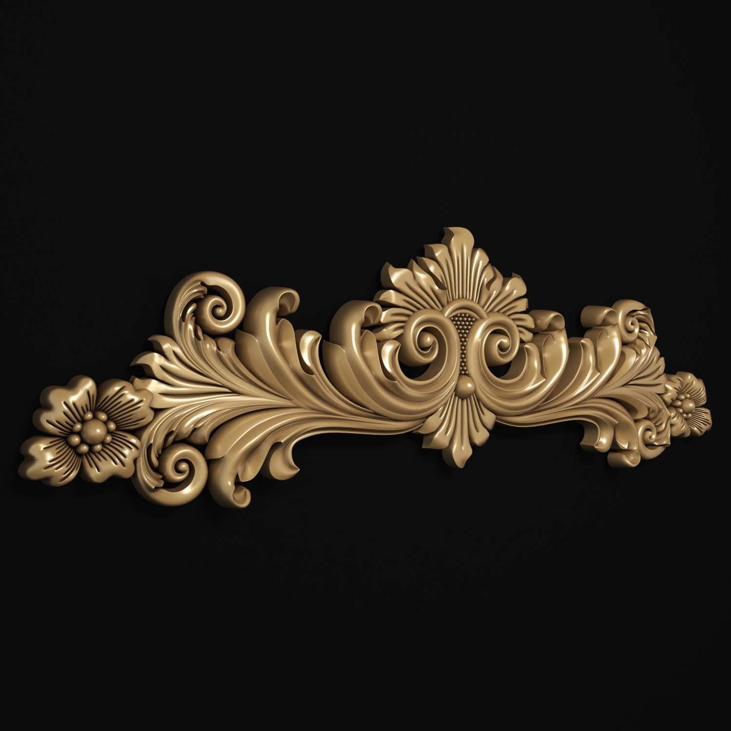 decorative ornate gold logo 3D model_12